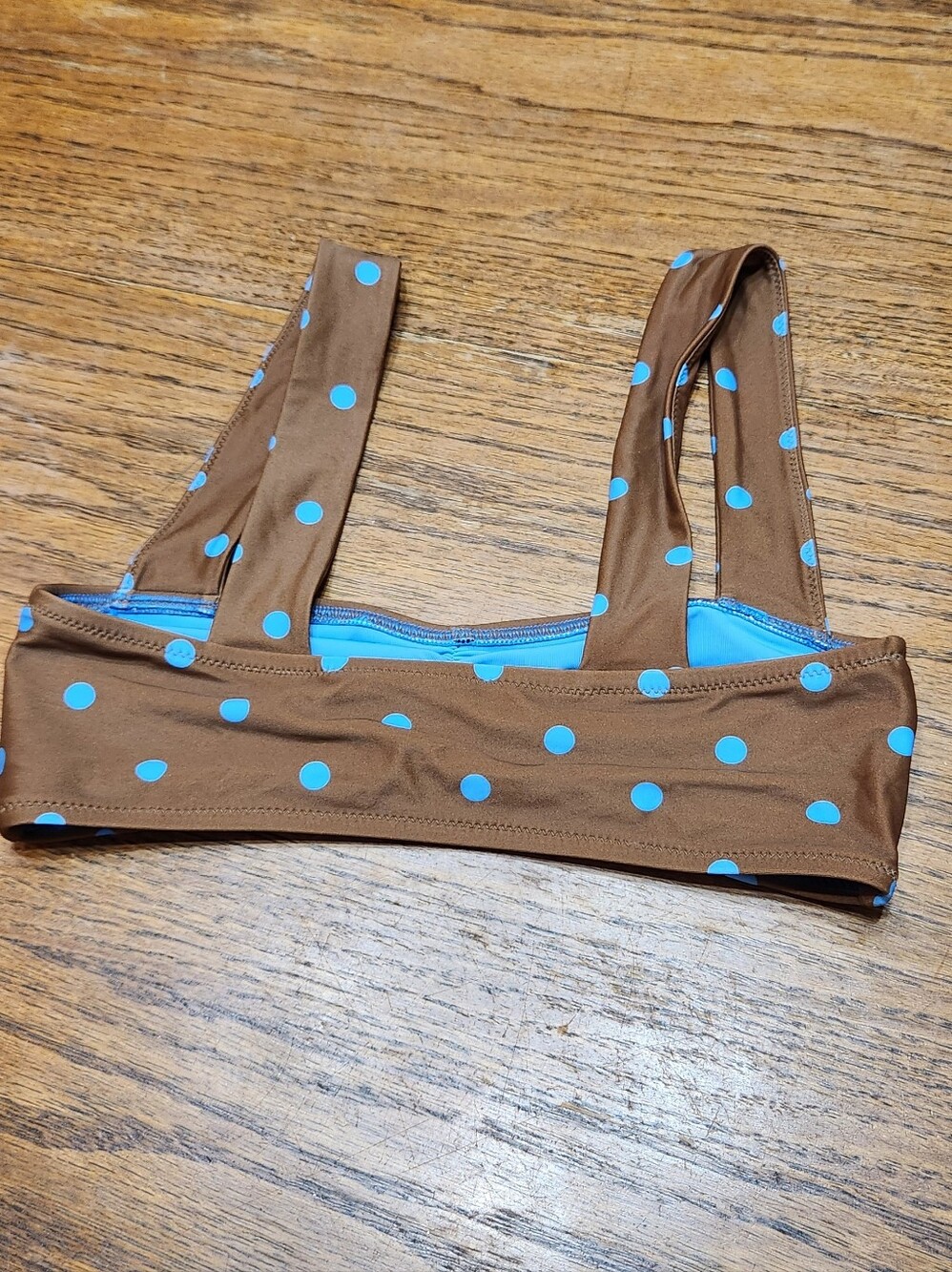 Aerie Brown and Blue Polka Dot Bikini Swim Top Size xs